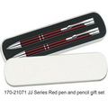 JJ Series Pen and Pencil Gift Set in Tin Gift Box - Red